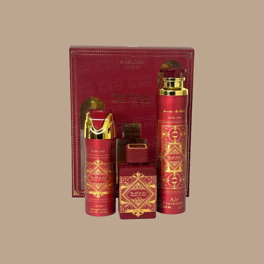 Set Badee Al Oud Sublime – Perfume Árabe 100 ml + Desodorante 200 ml + Ambientador 300 ml