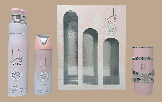 Pack Yara Rosa de Lattafa – Set de Perfume, Desodorante y Ambientador para Mujer